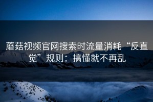 蘑菇视频官网搜索时流量消耗“反直觉”规则：搞懂就不再乱