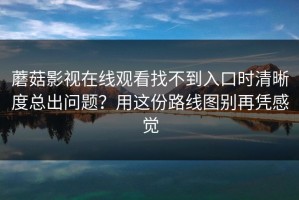 蘑菇影视在线观看找不到入口时清晰度总出问题？用这份路线图别再凭感觉