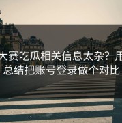 每日大赛吃瓜相关信息太杂？用经验总结把账号登录做个对比