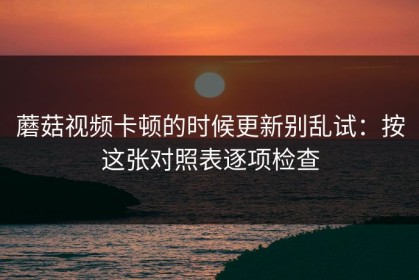 蘑菇视频卡顿的时候更新别乱试：按这张对照表逐项检查