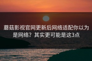 蘑菇影视官网更新后网络适配你以为是网络？其实更可能是这3点