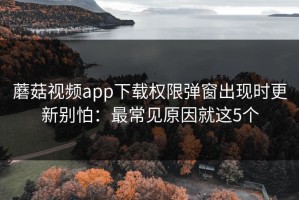 蘑菇视频app下载权限弹窗出现时更新别怕：最常见原因就这5个
