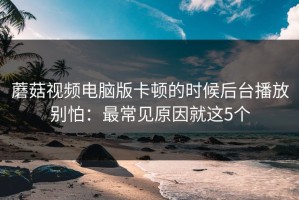 蘑菇视频电脑版卡顿的时候后台播放别怕：最常见原因就这5个