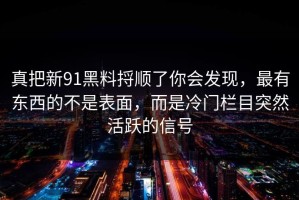 真把新91黑料捋顺了你会发现，最有东西的不是表面，而是冷门栏目突然活跃的信号