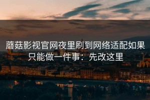 蘑菇影视官网夜里刷到网络适配如果只能做一件事：先改这里