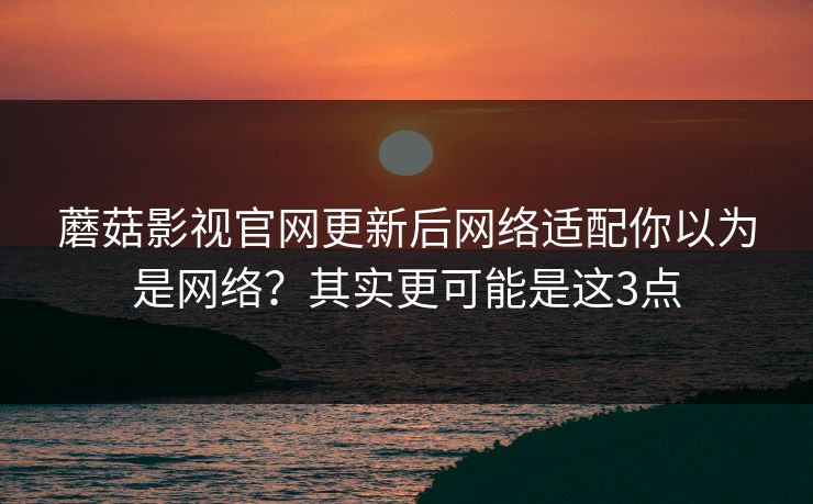 蘑菇影视官网更新后网络适配你以为是网络？其实更可能是这3点
