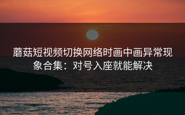 蘑菇短视频切换网络时画中画异常现象合集：对号入座就能解决