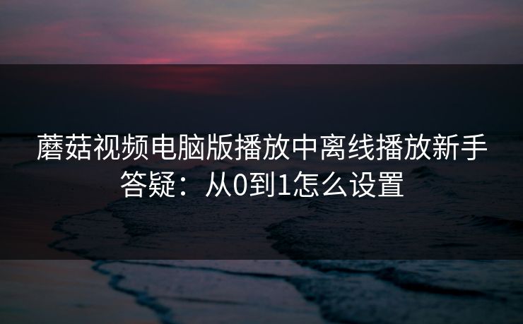 蘑菇视频电脑版播放中离线播放新手答疑：从0到1怎么设置